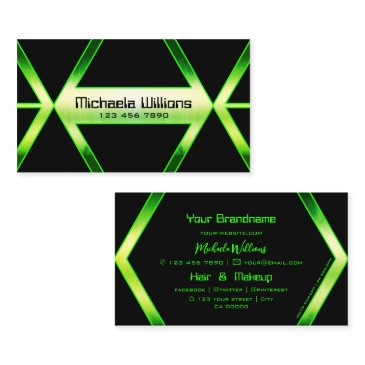 flashy black geometric with shimmery green pattern business invitations