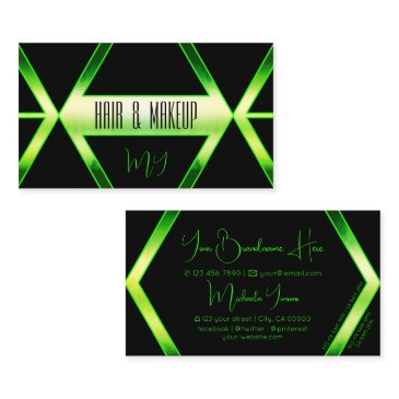 flashy black shimmery green with monogram stylish business invitations