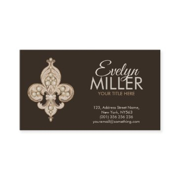 fleur-de-lis pearl and gold ornament business invitations