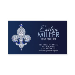 Small Fleur-de-lis Pearl And Lapis Lazuli Ornament Business Invitations Front View