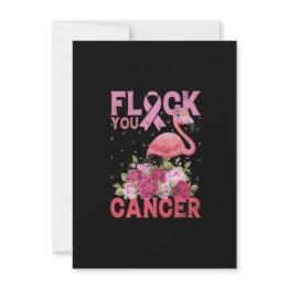 Small Flock You Cancer Pink Ribbon Flamingo Breast Cance Invitation Front View