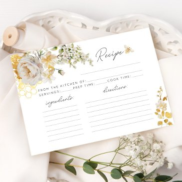 floral bee bridal shower recipe invitations