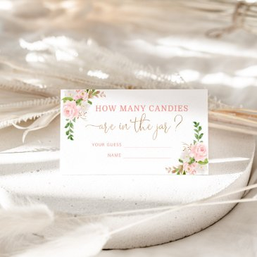 floral blush pink guess how many candies enclosure invitations