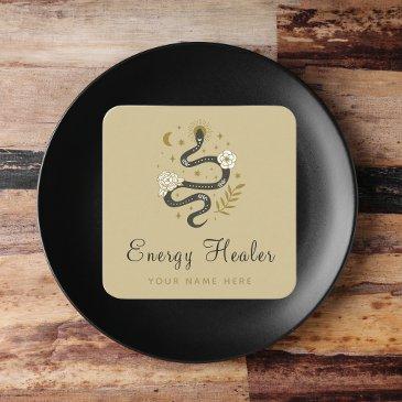 floral boho snake moon stars mystic energy healer square business invitations