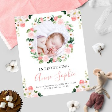 floral budget birth announcement thank you invitations