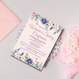 Small Floral Church Women's Retreat Conference Or Event Invitation Front View