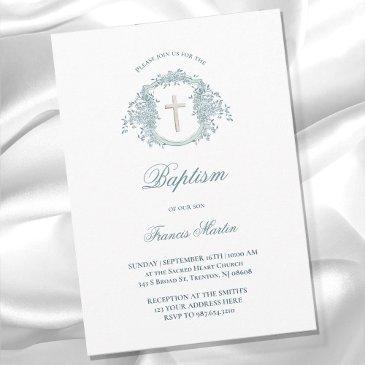 floral crest | baptism invitation