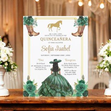 floral emerald green gold boots horse quinceanera