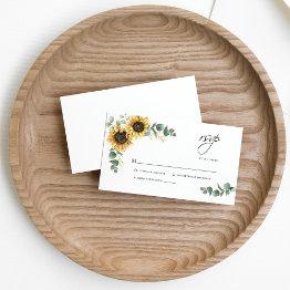 Small Floral Eucalyptus Sunflower Wedding Rsvp Enclosure Invitations Front View