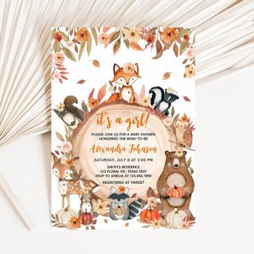 floral fall pumpkin woodland baby shower invitation