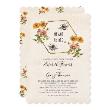 floral honey bee wedding invitations