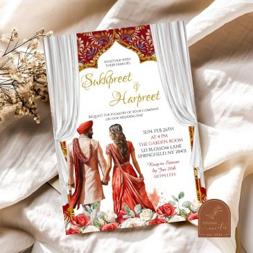 floral india rokka wedding ceremony invitation