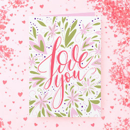Small Floral Love You Custom Birthday Or Any Occasion Invitations Front View