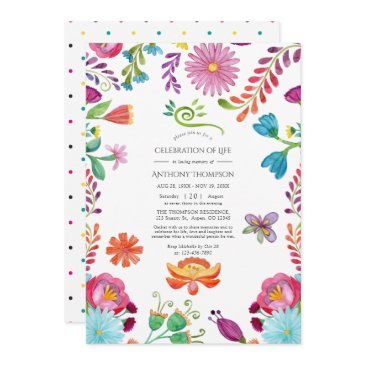 floral mexican fiesta celebration of life invitation