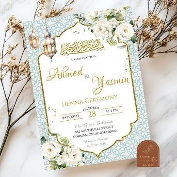 floral muslim henna wedding invitation