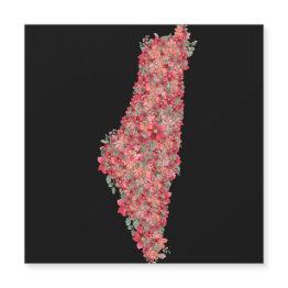 Small Floral Palestine Map Art-freedom For Palestinians Front View