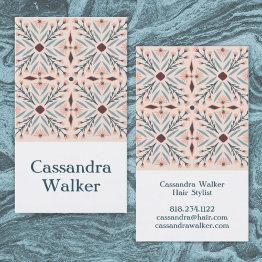 Small Floral Pattern Dolores Tiles Pink Business Invitations Front View