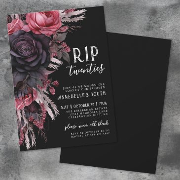 floral rip 20s death to my youth 30th birthday invitation
