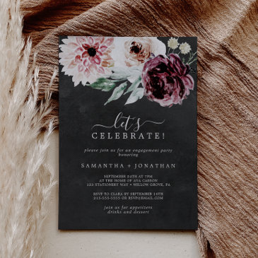 floral romance | gray let's celebrate invitation