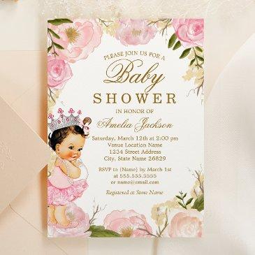 floral rose baby princess it's a girl baby shower invitation