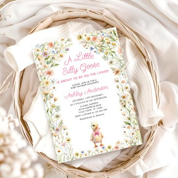 floral silly goose girl baby shower invitation