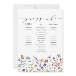 Small Floral Spring Summer Guess Who Bridal Shower Game Invitation Front View