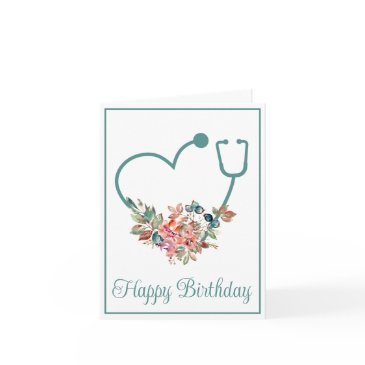 floral stethoscope heart nurse doctor birthday invitations