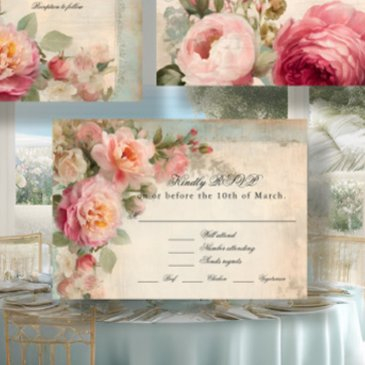 floral vintage french elegant junk journal wedding rsvp invitations