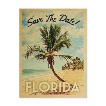 florida save the date vintage beach palm tree announcement postinvitations