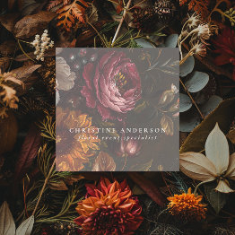 Small Florist Flower Shop Elegant Botanical Flowers Square Business Invitations Front View