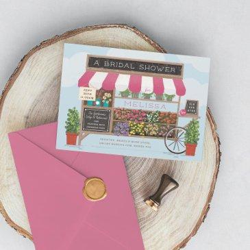 flower cart farmer's market bridal shower invitation