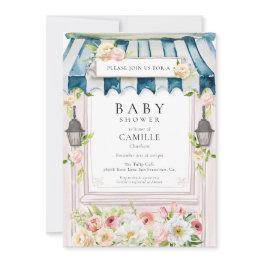 Small Flower Garden Girl Baby Shower Invitation Front View