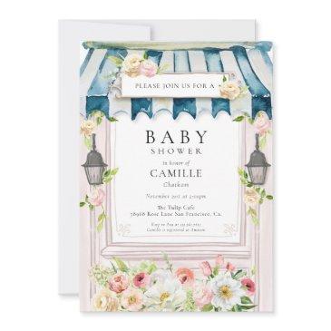 flower garden girl baby shower invitation