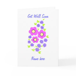 Small Flower Get Well Soon Invitations Add Name Front Front View