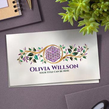 flower of life - amethyst malachite and gold business invitations