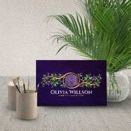 Small Flower Of Life - Fluorite And Gold Business Invitations Front View