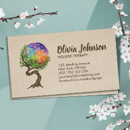 Small Flower Of Life Tree - Holistic Therapy Business Invitations Front View