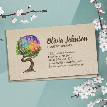 flower of life tree - holistic therapy business invitations