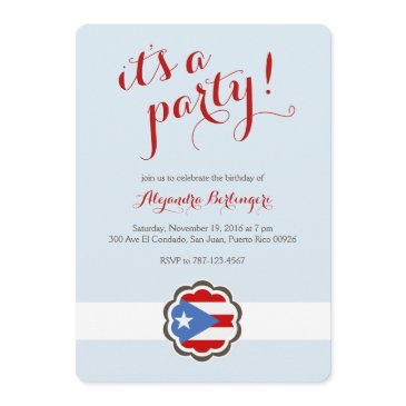 flower party, puerto rican flag invitation