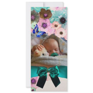 flowers ,blue butterfly baby shower photo template