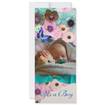 flowers ,blue butterfly baby shower photo template