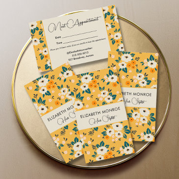 flowers on gold salon hair stylist makeup appointment invitations