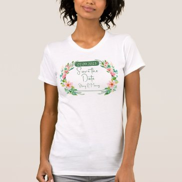 flowers wreath frame save the date invite t-shirt
