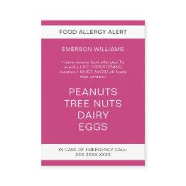 Small Food Allergy Alert Personalized Chef Invitations Front View