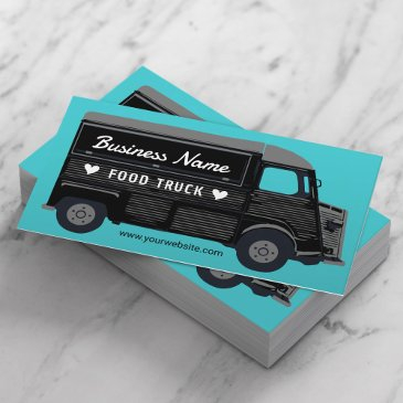food truck street kitchen black van catering business invitations