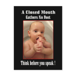 Small Foot In Mouth - Funny Sayings Postinvitations Front View