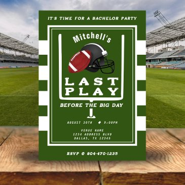 football bachelor party last play before big day invitation