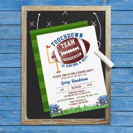 Small Football Diaper Party Invitation Front View