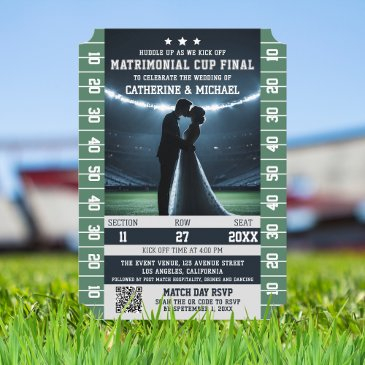 football match ticket qr code wedding with rsvp invitation