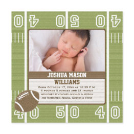 Small Football Photo Birth Announcement Invitations Front View